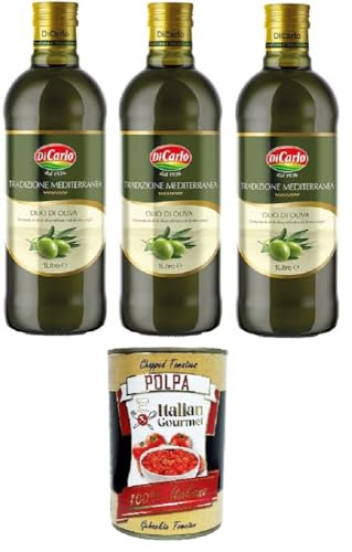 Di Carlo Olio D'oliva, Tradizione Mediterranea Olivenöle 3x1lt + Italian Gourmet polpa 400g von Italian Gourmet E.R.