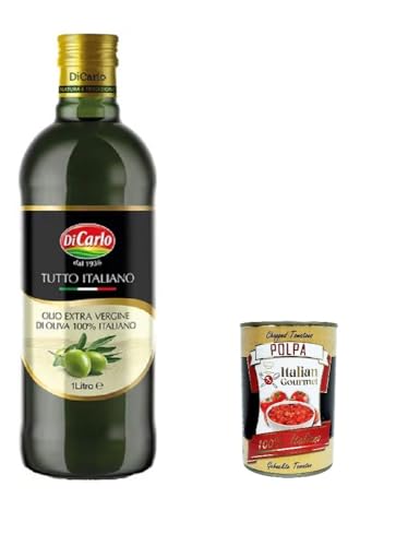 Di Carlo Olio Evo, Tutto Italiano,Evo-Öl, rein italienisches Olivenöl extra vergine 1lt + Italian Gourmet polpa 400g von Italian Gourmet E.R.