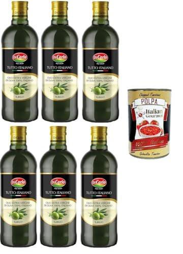 Di Carlo Olio Evo, Tutto Italiano,Evo-Öl, rein italienisches Olivenöl extra vergine 6x1lt + Italian Gourmet polpa 400g von Italian Gourmet E.R.