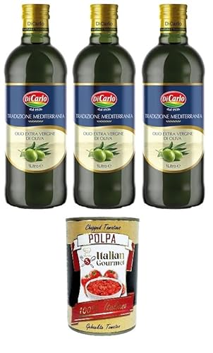 Di Carlo Tradizione Mediterranea, Olio extra vergine d'oliva Extra natives Olivenöl 3x1lt+ Italian Gourmet polpa 400g von Italian Gourmet E.R.