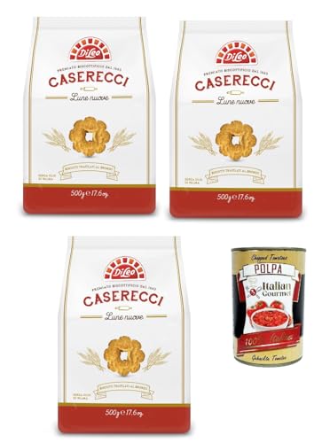 Di Leo, Biscotti Frollini Caserecci Lune Nuove, Bronze -gezielte Kekse, Süße und echte Biscuits, 3x 500g + Italian Gourmet polpa 400g von Italian Gourmet E.R.