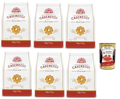 Di Leo, Biscotti Frollini Caserecci Lune Nuove, Bronze -gezielte Kekse, Süße und echte Biscuits, 6x 500g + Italian Gourmet polpa 400g von Italian Gourmet E.R.