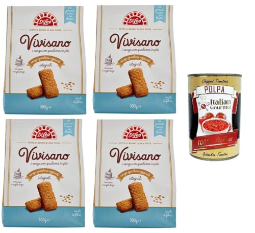 Di Leo Vivisano Biscotti Senza Zuccheri Aggiunti Integrali Vollkornkekse ohne Zuckerzusatz 4x500 G+ Italian Gourmet polpa 400g von Italian Gourmet E.R.