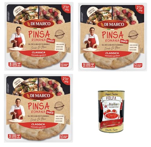 Di Marco- Pinsa alla Romana Klassisch knusprig und lecker 3x230gr+ Italian Gourmet polpa 400g von Italian Gourmet E.R.