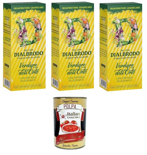 Dialbrodo Insaporitore Granulare Verdure dell'Orto Granulatgewürz für Gartengemüse 3x250gr + Italian Gourmet polpa 400g von Italian Gourmet E.R.