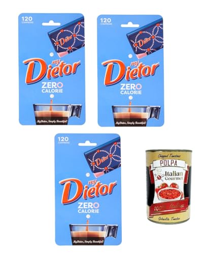 Dietor, my Dietor Zero Calorie, Natürlicher Süßstoff 0 kcal, Glutenfrei, gluten free, Ohne Aspartam, 3x 120 Tabletten + Italian Gourmet polpa 400g von Italian Gourmet E.R.