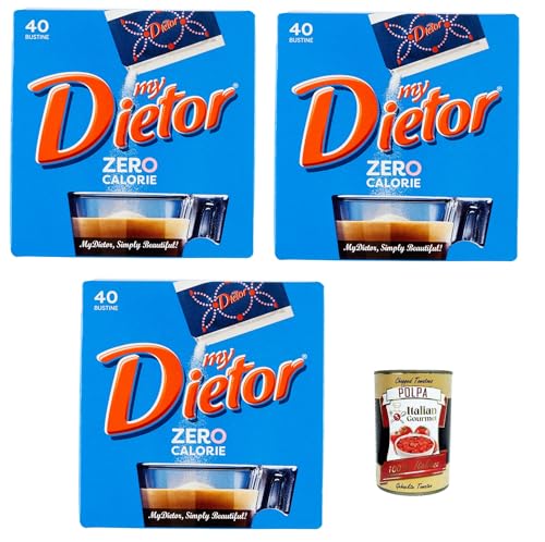 Dietor, my Dietor Zero Calorie, Natürlicher Süßstoff 0 kcal, Glutenfrei, gluten free, Ohne Aspartam, 3x 40 Beutel + Italian Gourmet polpa 400g von Italian Gourmet E.R.