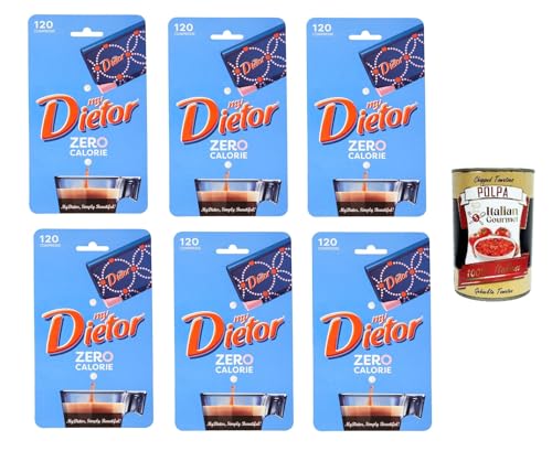 Dietor, my Dietor Zero Calorie, Natürlicher Süßstoff 0 kcal, Glutenfrei, gluten free, Ohne Aspartam, 6x 120 Tabletten + Italian Gourmet polpa 400g von Italian Gourmet E.R.