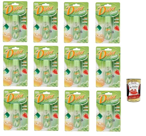 Dietor - MyDietor Cuor di Stevia, Natürlicher flüssiger Süßstoff 0 kcal, Glutenfrei, gluten free, Ohne Aspartam 12x 50 ml + Italian Gourmet polpa 400g von Italian Gourmet E.R.