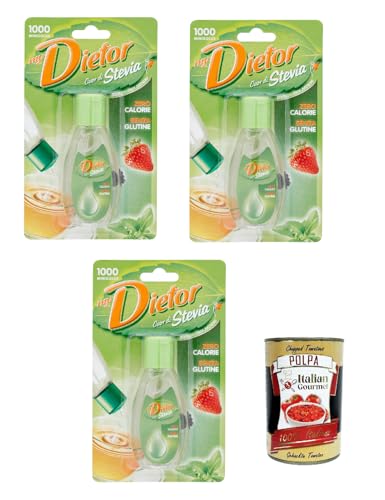 Dietor - MyDietor Cuor di Stevia, Natürlicher flüssiger Süßstoff 0 kcal, Glutenfrei, gluten free, Ohne Aspartam 3x 50 ml + Italian Gourmet polpa 400g von Italian Gourmet E.R.