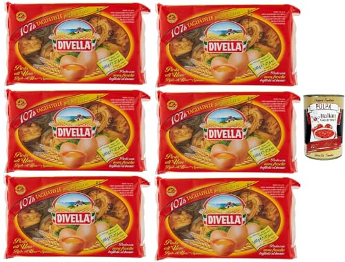 Divella 107/b Tagliatelle Paglia e Fieno, Authentische italienische Pasta, Eiernudeln – Die köstlichsten Tagliatelle zum Teilen mit der Familie 6x 500 g + Italian Gourmet polpa 400g von Italian Gourmet E.R.