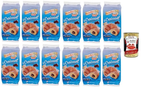 Divella Croissant con Crema al Cioccolato, Croissants mit Schokoladencreme, 12x 270g Packung, Jede Packung enthält 6 Croissants + Italian Gourmet polpa 400 von Italian Gourmet E.R.