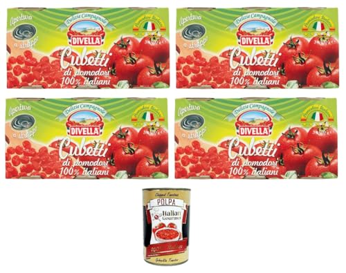 Divella Delizie Campagnole Delizie Campagnole Cubetti di pomodoro 100% Italiani Campagnole Delights 100 % italienische Tomatenwürfel 12x 400gr + Italian Gourmet polpa 400gr von Italian Gourmet E.R.