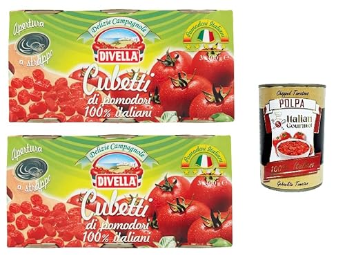 Divella Delizie Campagnole Delizie Campagnole Cubetti di pomodoro 100% Italiani Campagnole Delights 100 % italienische Tomatenwürfel 6x 400gr + Italian Gourmet polpa 400gr von Italian Gourmet E.R.