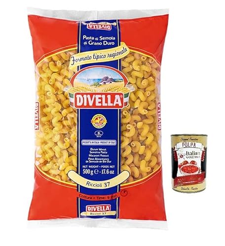 Divella Riccioli N°37 Hartweizengrieß Pasta Italienische Nudeln 500g Packung + Italian Gourmet Polpa di Pomodoro 400g Dose von Italian Gourmet E.R.