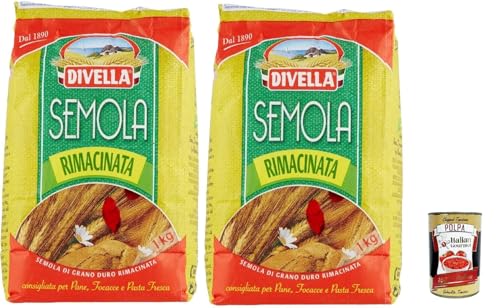 Divella Semola Rimacinata Hartweizenmehl für Pasta & Pizza 2x 1kg + Italian Gourmet polpa 400g von Italian Gourmet E.R.