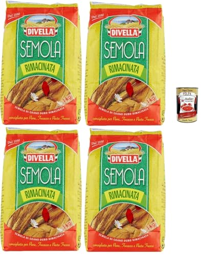 Divella Semola Rimacinata Hartweizenmehl für Pasta & Pizza 4x 1kg + Italian Gourmet polpa 400g von Italian Gourmet E.R.