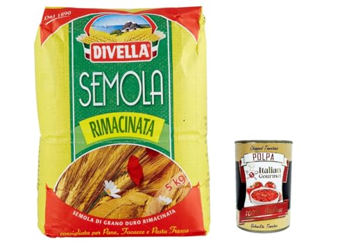 Divella Semola Rimacinata Hartweizenmehl für Pasta & Pizza 5kg + Italian Gourmet polpa 400g von Italian Gourmet E.R.