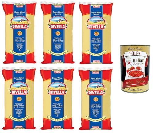 Divella Semola di Grano Duro Rimacinata Remilled Hartweizengrieß 6x 500 g+ Italian Gourmet polpa 400g von Italian Gourmet E.R.