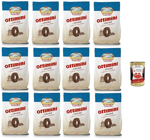 Divelle Ottimini Biscotti al cacao con gocce di cioccolato Ottimini Kakaokekse mit Schokoladenstückchen 12x400+Italian Gourmet polpa 400g von Italian Gourmet E.R.