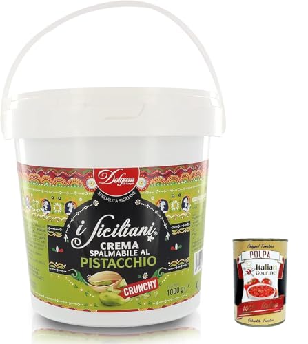 Dolgam Crema Spalmabile Al Pistacchio Con Granella Di Pistacchio, Knusprige Pistazien Streichfähige Creme Pistazien-Streichcreme mit Gehackten. 1kg Pistazie Streichcreme + Italian Gourmet polpa 400g von Italian Gourmet E.R.