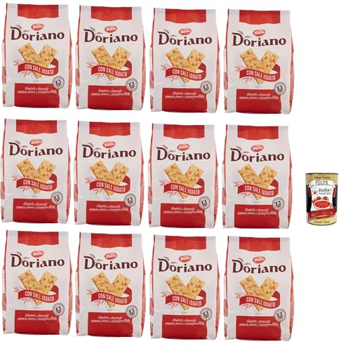 Doria Cracker Doriano con Sale Iodato, Crackers salati Salzgebäck gesalzen kekse gebäck 12x 700 g + Italian Gourmet polpa 400g von Italian Gourmet E.R.