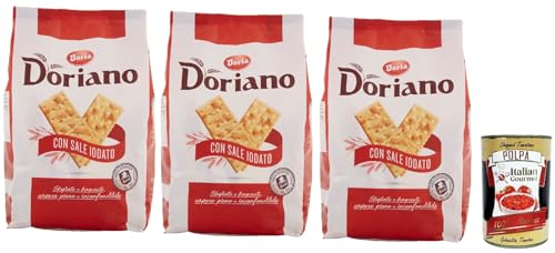 Doria Cracker Doriano con Sale Iodato, Crackers salati Salzgebäck gesalzen kekse gebäck 3x 700 g + Italian Gourmet polpa 400g von Italian Gourmet E.R.