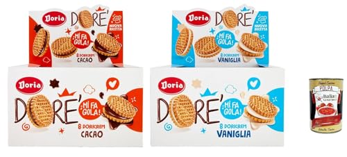 Doria Dore' , Testpaket Kekse mit Kakaofüllung und Vanillefüllung, 2x BOX 20x75g + Italian Gourmet polpa 400g von Italian Gourmet E.R.
