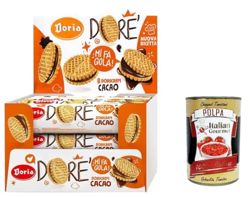 Doria Dore' Biscotti Frollini con Ripieno al Cacao, Mürbeteig Kekse mit Kakaofüllung, Multipack BOX 20x 75g + Italian Gourmet polpa 400g von Italian Gourmet E.R.