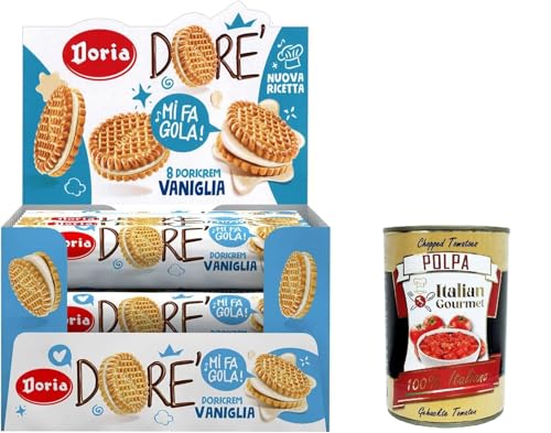 Doria Dore‘ Shortbread-Kekse mit Vanillefüllung – Maxi-Theken-Showbox mit 20 Packungen à 75 g+ Italian Gourmet polpa 400g von Italian Gourmet E.R.