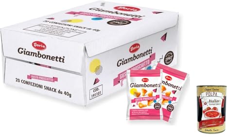 Doria Giambonetti Prosciutto, Herzhafter, im Ofen gebackener Schinkengeschmack, 20 Snack-Packungen à 40 g + Italian Gourmet polpa 400g von Italian Gourmet E.R.