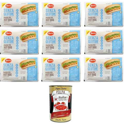 Doria Panini per Hot Dog senza glutine Glutenfreies Hot Dog Panini 9x 150gr+ Italian Gourmet polpa 400g von Italian Gourmet E.R.