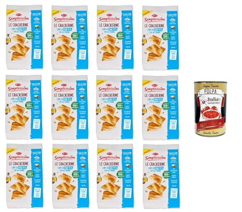 Doria Semplicissimi le Crackerine Chips di Pane Pita con Sale Marino Pita Bread Crackerine Chips mit Meersalz sind ganz einfach 12x90 g + Italian Gourmet Polpa di Pomodoro 400g von Italian Gourmet E.R.