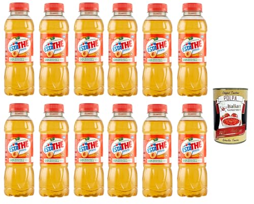 ESTATHE Eistee Pfirsich The' Pesca Einweg PET-Flasche 12x 400ml Tea The Erfrischungsgetränk, peach iced tea + Italian Gourmet polpa 400g von Italian Gourmet E.R.