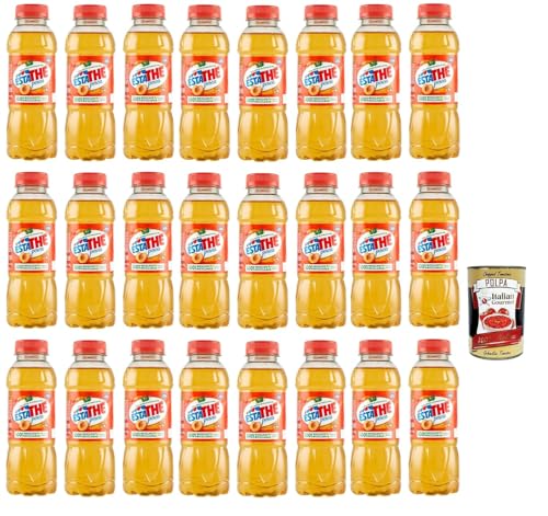 ESTATHE Eistee Pfirsich The' Pesca Einweg PET-Flasche 24x 400ml Tea The Erfrischungsgetränk, peach iced tea + Italian Gourmet polpa 400g von Italian Gourmet E.R.