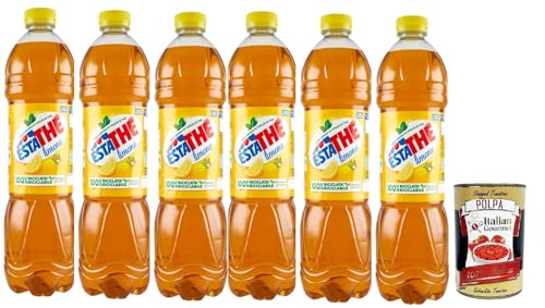 ESTATHE Eistee Zitrone, The' Limone Einweg PET-Flasche 6x 1,5l Tea The Erfrischungsgetränk, lemon iced tea + Italian Gourmet polpa 400g von Italian Gourmet E.R.