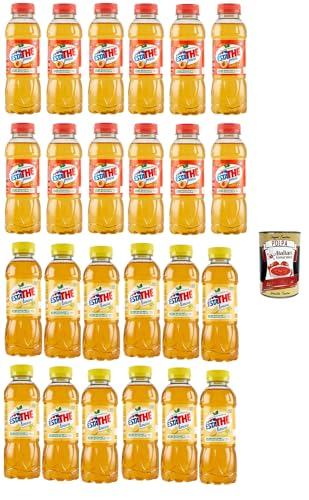 ESTATHE Testpaket, Eistee Pfirsich und Zitrone, The' Pesca e limone, Einweg PET-Flasche 24x 400ml Tea The Erfrischungsgetränk, iced tea + Italian Gourmet polpa 400g von Italian Gourmet E.R.