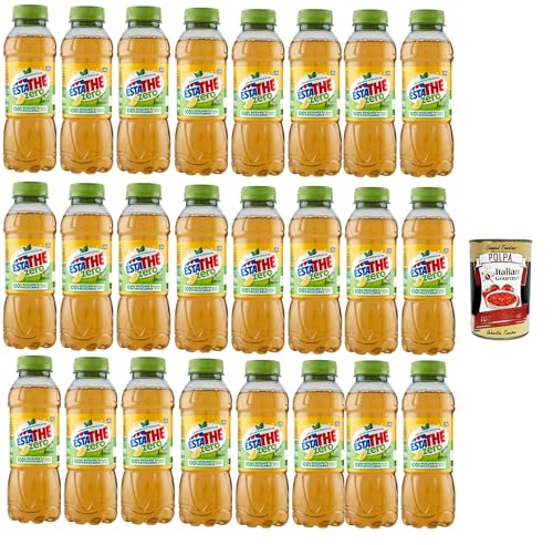 ESTATHE Thè Limone zero 24x 400ml, Eistee The' Zitrone ohne Zucker PET Einweg, ice tea erfrischend, Ohne Konservierungsstoffe und künstliche Farbstoffe, no sugar tea + Italian Gourmet polpa 400g von Italian Gourmet E.R.