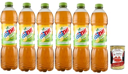 ESTATHE Thè Limone zero 6x 1,5Lt, Eistee The' Zitrone ohne Zucker PET Einweg, ice tea erfrischend, Ohne Konservierungsstoffe und künstliche Farbstoffe, no sugar tea + Italian Gourmet polpa 400g von Italian Gourmet E.R.