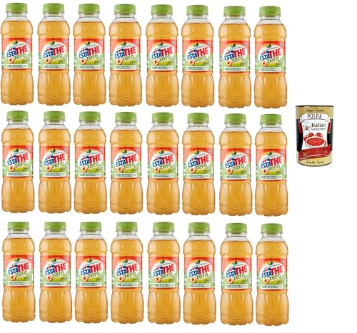 ESTATHE Thè Pesca zero 24x 400ml, Eistee The' Pfirsich ohne Zucker PET Einweg, ice tea erfrischend, Ohne Konservierungsstoffe und künstliche Farbstoffe, no sugar tea + Italian Gourmet polpa 400g von Italian Gourmet E.R.