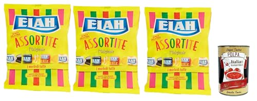 Elah Assortite Toffee La caramella classica Mou, Die Italienisch Klassische Milch Mou Süßigkeiten, bonbons lollies, 3x 150 g + Italian Gourmet polpa 400g von Italian Gourmet E.R.