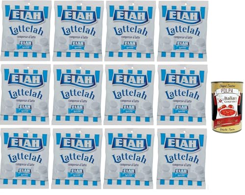 Elah caramelle Lattelah, Süßigkeiten Milchbonbons gefüllt mit Milch und Magerjoghurt 12x 100g + Italian Gourmet polpa 400g von Italian Gourmet E.R.