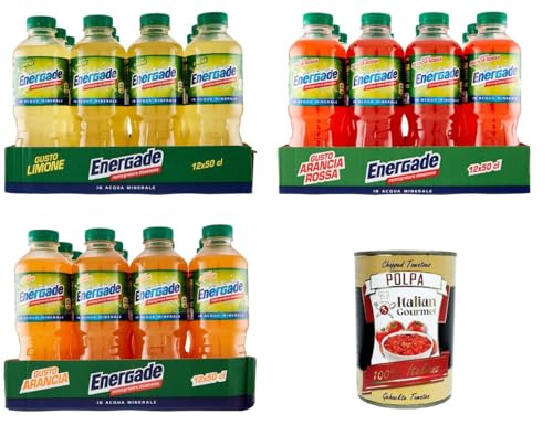 Energade-Testpaket Reintegratore di sali minerali Mineralsalz-Ergänzungsmittel mit Zitronen-, Orangen- und Blutorangengeschmack 36x50cl+ Italian Gourmet polpa 400g von Italian Gourmet E.R.