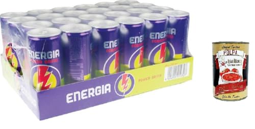 Energia Power Drink Kohlensäurehaltiges Getränk mit Taurin und 6 Vitaminen 24x250 ml+ Italian Gourmet Polpa 400g von Italian Gourmet E.R.