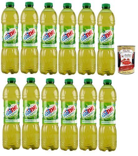 Estathe Eistee The' Verde grüner Tee erfrischend PET 12x 1500ml mit Tee Aufguss in natürlichem Mineralwasser, green iced tea + Italian Gourmet polpa 400g von Italian Gourmet E.R.