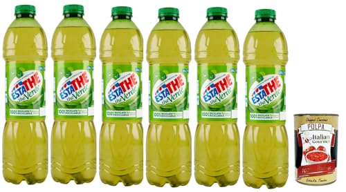 Estathe Eistee The' Verde grüner Tee erfrischend PET 6x 1500ml mit Tee Aufguss in natürlichem Mineralwasser, green iced tea + Italian Gourmet polpa 400g von Italian Gourmet E.R.