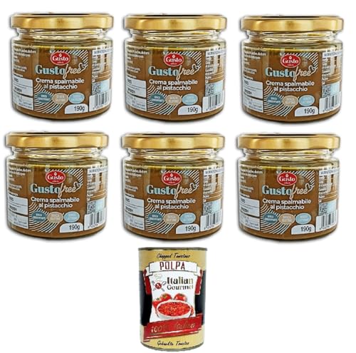 Etna-Gusto Free Pistazienaufstrich GLUTENFREI – LAKTOSEFREI – VEGANES PRODUKT 6x 190gr + Italian Gourmet polpa 400g von Italian Gourmet E.R.