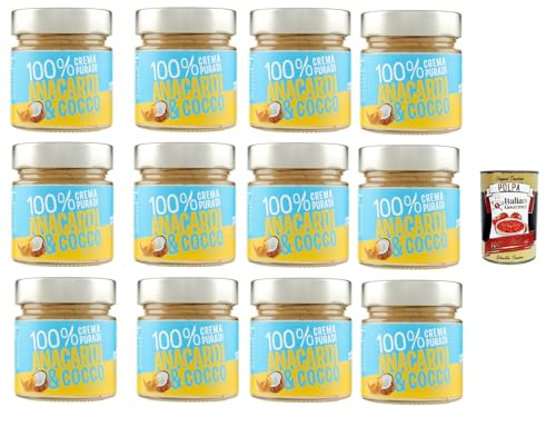 Eurocompany, Crema Spalmabile 100% Crema Pura Di Anacardi & Cocco, Brotaufstrich creme 100% Anacardi und Kokosnuss, Nur zwei Zutat, 12x 175g + Italian Gourmet polpa 400g von Italian Gourmet E.R.