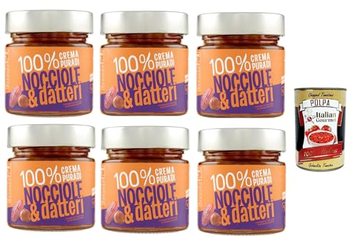 Eurocompany, Crema Spalmabile 100% Crema Pura Di Nocciole & datteri, Brotaufstrich creme 100% Haselnüsse und Daten, Nur zwei Zutat, 6x 175g + Italian Gourmet polpa 400g von Italian Gourmet E.R.