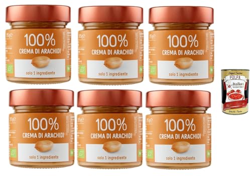 Eurocompany, Crema Spalmabile 100% Di Arachidi, Brotaufstrich creme 100% Erdnüsse, Nur eine Zutat, 6x 175g + Italian Gourmet polpa 400g von Italian Gourmet E.R.